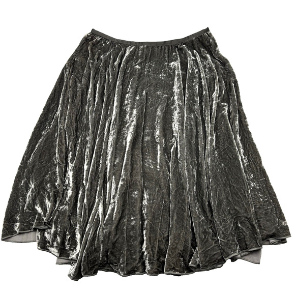 Lafayette 148 New York Silk Bled Gray Crushed Velvet A-line Ruffle Skirt 6 29x27 - Picture 1 of 9